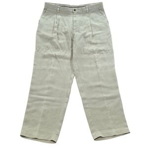 Tommy Bahama Mens Silk Cotton Blend Pleated Dress Pants Size‎ 38x32 Beige